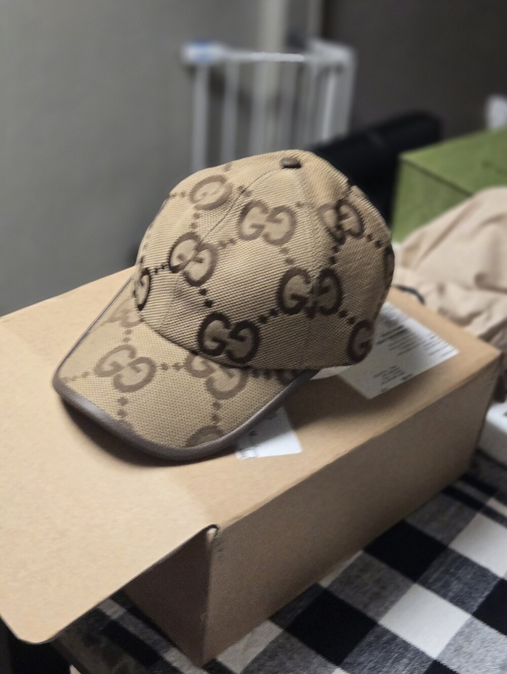 Gucci Tan and Dark Brown Monogram Baseball Cap
